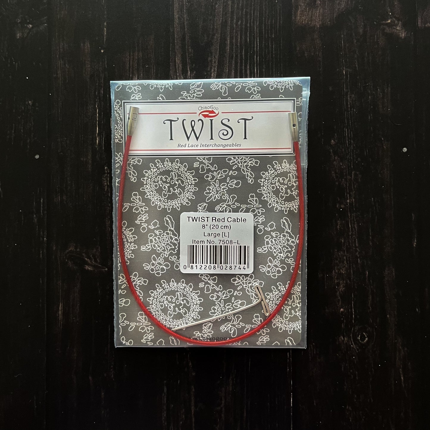Cable 20cm para palillos intercambiables Twist RED - Para palillos de 10cm o menos